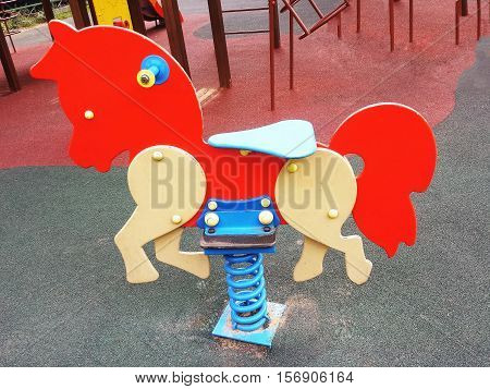 Colorful playground on yard in the park.