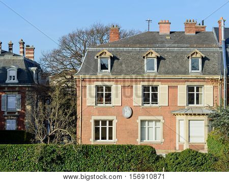 MULHOUSE FRANCE - DEC 19 2016: Notaire - office notarial which traslates as Notary office - beautiful real estate house with Notary sign on front facade