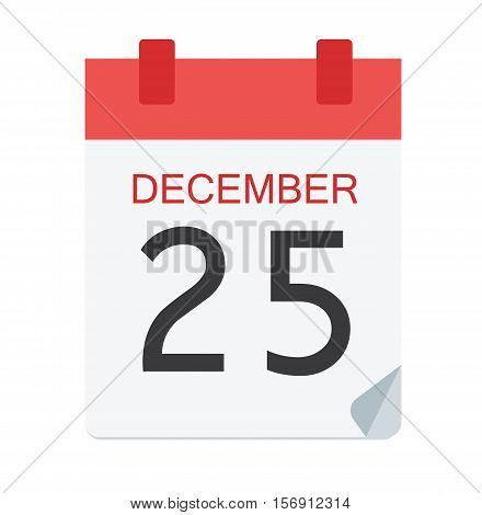 Colorful Calendar Icon Sign - Calendar 25 December For Logo, Banners, Templates, Internet Web Sites - Flat Vector Illustration Stock EPS