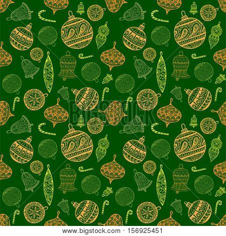 Holiday seamless background with christmas balls