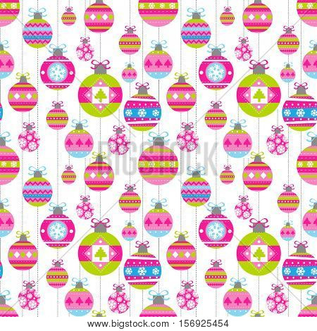 Holiday seamless background with christmas balls
