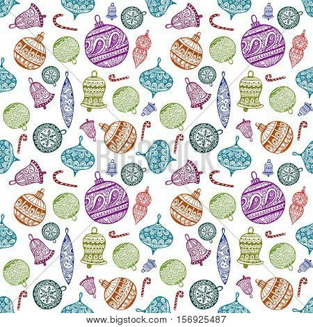 Holiday seamless background with christmas balls
