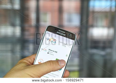 MONTREAL CANADA - JUNE 24 2016 : Move to iPhone app. With just a few steps users can migrate their content automatically and securely from Android device with the Move to iOS app.