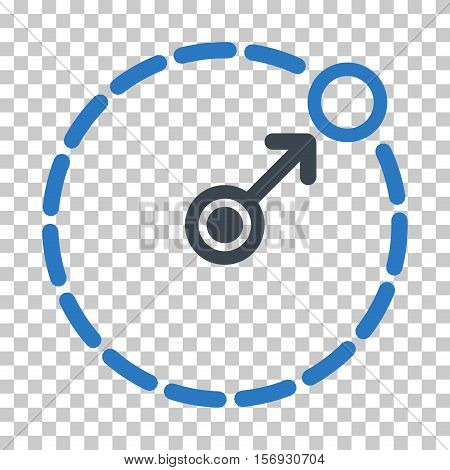 Round Area Border EPS vector pictogram. Illustration style is flat iconic bicolor smooth blue symbol.