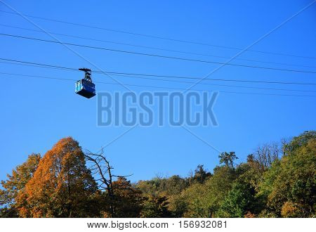 Cable car towards Mottarone Mountain, Lake Maggiore, Italy, Europe