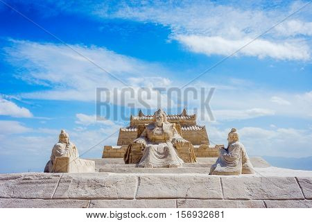Genghis Khan Statue At Chaqia Salt Lake, China