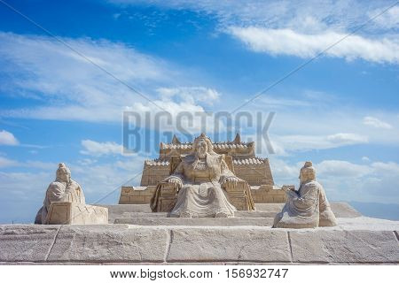 Genghis Khan Statue At Chaqia Salt Lake, China