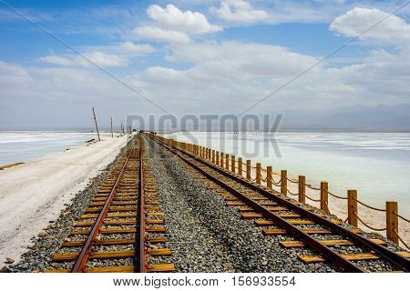 Old Railway At Chaqia (chakayan) Salt Lake, Qinghai, China