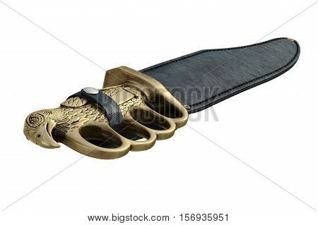 Knife exclusive dagger with sheath in retro style. 3D illustration
