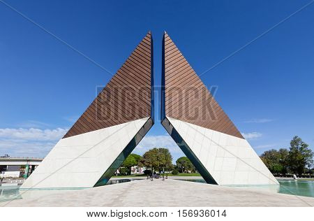 Lisbon, Portugal. October 31, 2016: Monumento aos Combatentes do Ultramar. Monument built to remember the Portuguese military fallen in the African Colonial War (1961-1974)