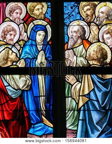 Stained Glass - Mary And The Apostles On Pentecost
