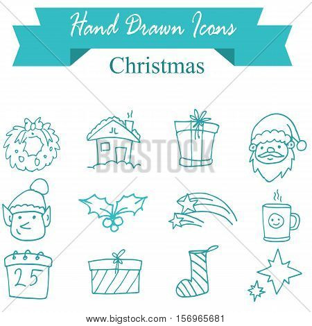 Illustration of Christmas icons vector collection stock