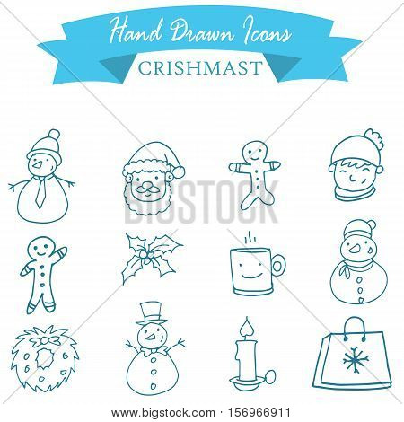 Blue icon Christmas collection stock vector art