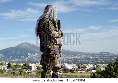 sniper recon target scope multicam ghillie suit