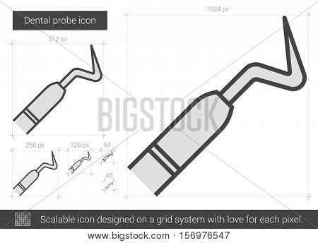 Dental probe vector line icon isolated on white background. Dental probe line icon for infographic, website or app. Scalable icon designed on a grid system.