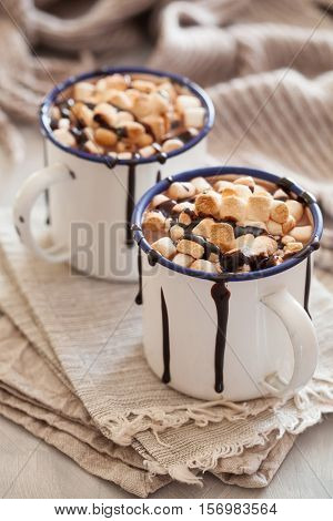 s'mores hot chocolate mini marshmallows cinnamon winter drink