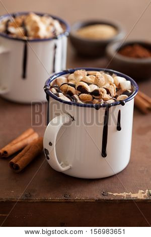 s'mores hot chocolate mini marshmallows cinnamon winter drink