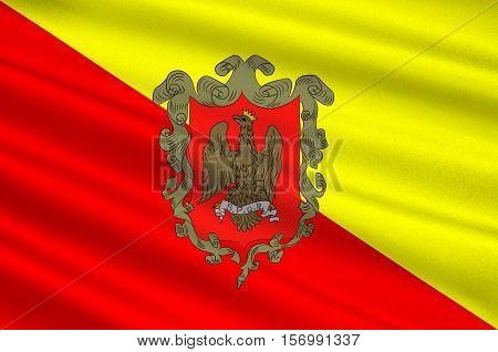 Flag of Palermo is a city in Insular Italy the capital of both the autonomous region of Sicily and the Metropolitan City of Palermo. 3d illustration