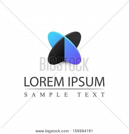 Modern icon design with two crossed ellipse logo element template. Best for identity and logotypes. Ready for your design. Vector illustration.