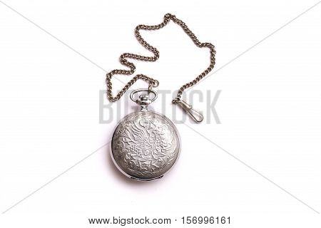 Vintage silver pendant isolated on white background