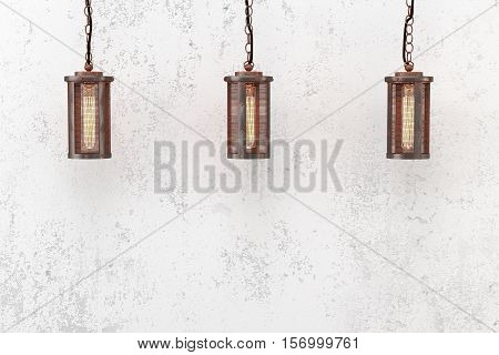Loft Style Pendant Lamp On A Background