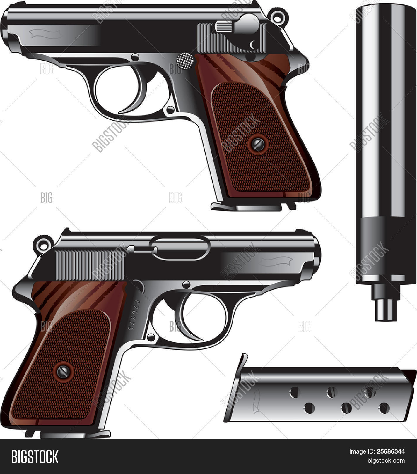 German Pistol Created Vector & Photo (Free Trial) | Bigstock