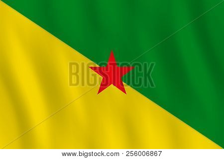 French Guiana Flag With Waving Effect, Official Proportion.