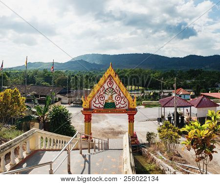 Wat Waree Banprot On Phet Kasem Road In Bang Non, Ranong District, Thailand. Translation From Thai: 