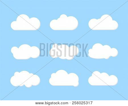 White Clouds Set On Blue Sky Background