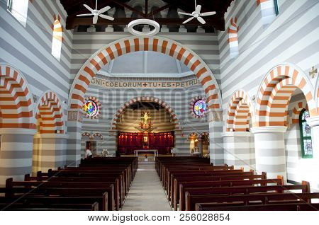 Geraldton, Australia - August 21, 2018: Interior Of St Francis Xavier Cathedral Built In 1926