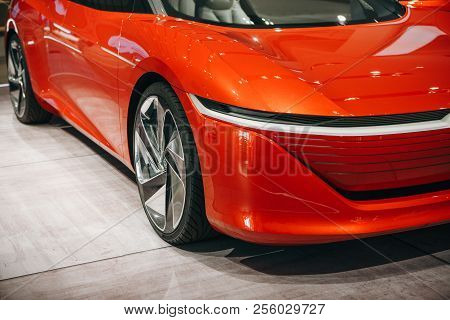 Berlin, August 29, 2018: The New Volkswagen I.d Vizzion Concept Sedan Electric Car Presented At The 