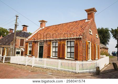 Enkhuizen, Netherlands - August 19, 2015 - The Houses In The Traditional Fisherman Village Open-air 