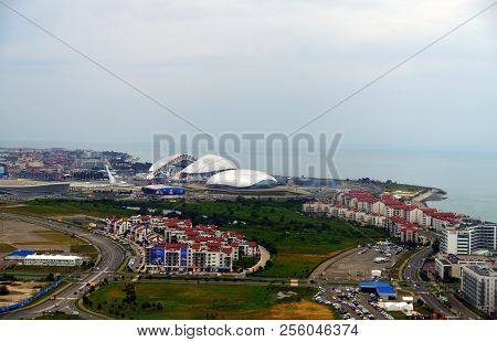 Sochi, Russia - May 29. 2018. View From Above On Imeretinskaya Bay And Olympic Park