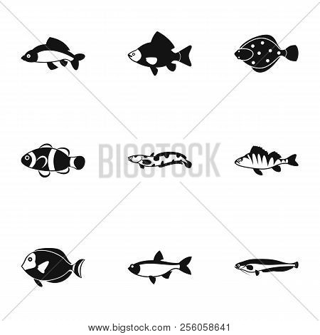 Ocean Fish Icons Set. Simple Illustration Of 9 Ocean Fish Icons For Web
