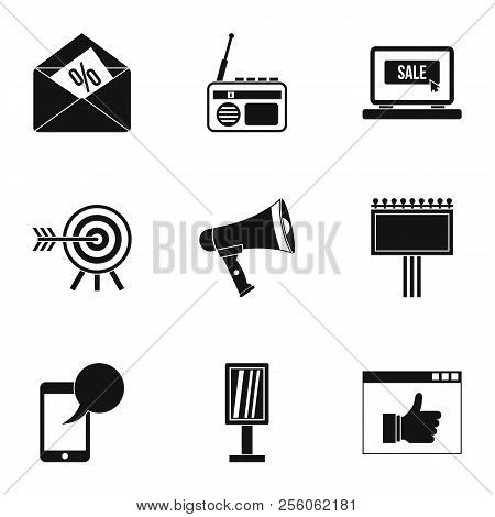 Contextual Advertising Icons Set. Simple Illustration Of 9 Contextual Advertising Icons For Web
