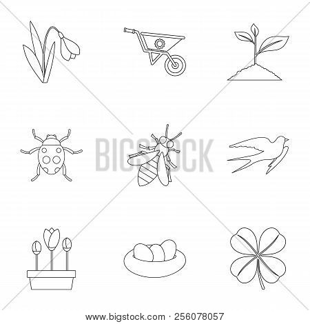 Kaleyard Icons Set. Outline Illustration Of 9 Kaleyard Icons For Web