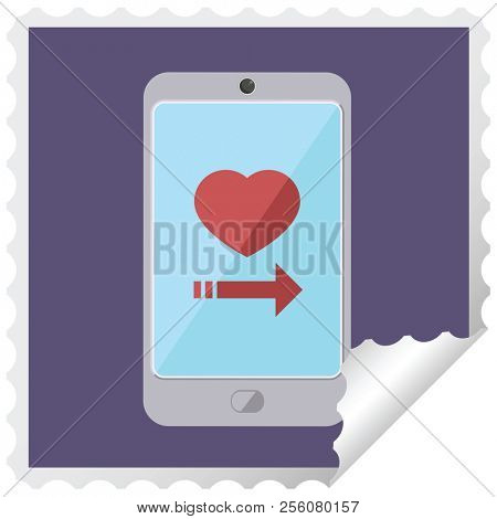 dating app on cell phone graphic square sticker stamp