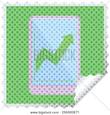 electronic tablet showing business performance graphic square sticker stamp