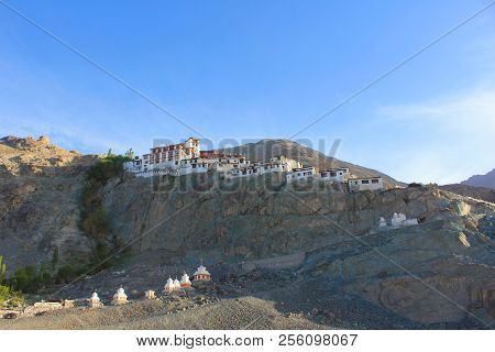 Diskit Monastery Or Diskit Gompa, Oldest And Largest Buddhist Monastery. Nubra Valley Of Ladakh, Ind