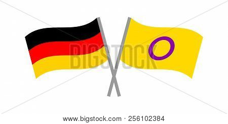 Vector Flat  Illustration With Intersex And German Flags On White Background.germany Is The First Eu
