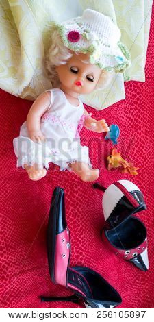 GOMEL, BELARUS - AUGUST 16, 2018: Versus (Versace) women's shoes. Versus (Versace) is the diffusion line of Italian luxury fashion house Versace.