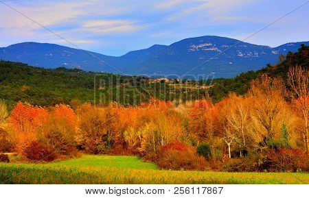 Typical Image Of Spectacular Colors Of The Garrotxa Catalonia