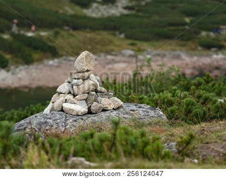 Stone Pyramids In The High Tatras. Skalnate Pleso In The High Tatras, Slovakia