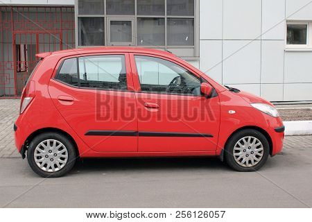 Kiev, Ukraine - May 3, 2011: This Is The South Korean Small Red Car Hyundai I10.