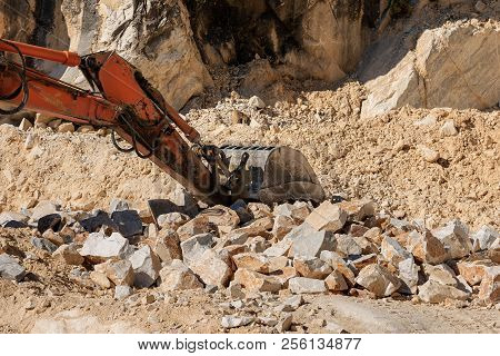 Close-up Of An Earth Mover In A Marble Quarry (carrara White Marble) In The Apuan Alps (alpi Apuane)