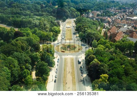 Brussels, Belgium-august 13, 2015-panoramic View From The Top Of Atomium.
