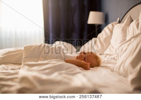 Beautiful Baby Boy, Lying In Bed, Playing In Bed After Bath, Sleeping