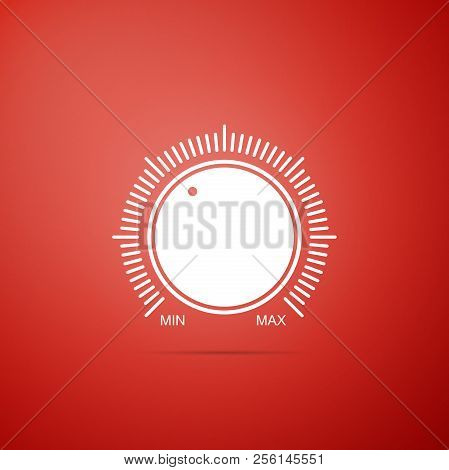 Dial Knob Level Technology Settings Icon Isolated On Red Background. Volume Button, Sound Control, M