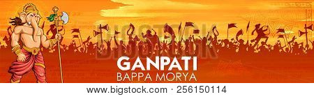 Illustration Of Lord Ganpati Background For Ganesh Chaturthi Festival Of India