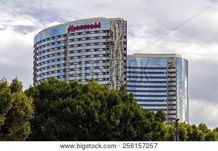 San Diego,united States - November 19,2016:hotel Marriot Located In Downtown Of San Diego City,calif